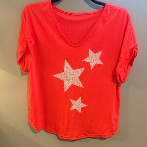 SHEIN Bright Red Star Print Tee